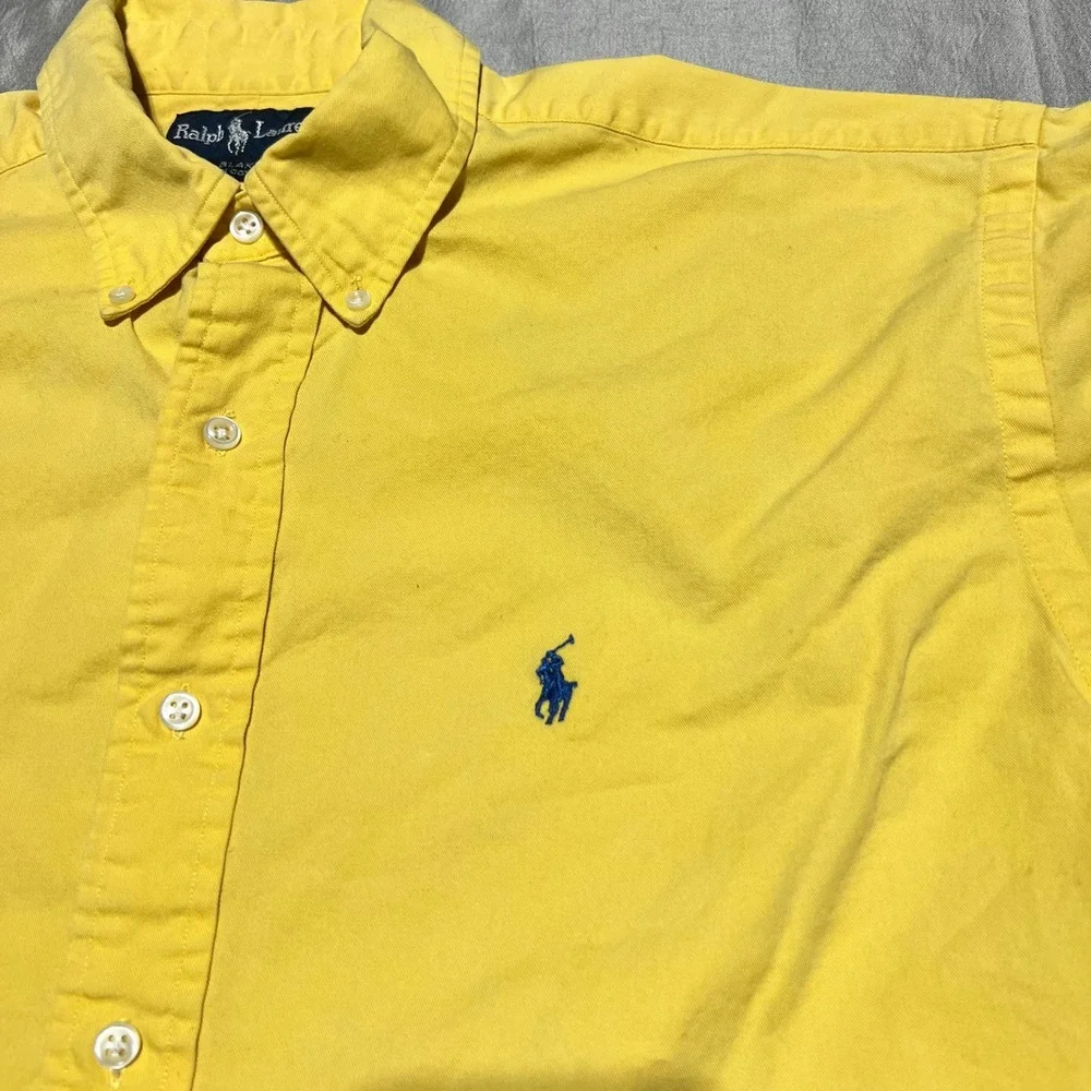 Polo Ralph Lauren Blake Mens Yellow Cotton Button Down Shirt Long Sleeve Size M